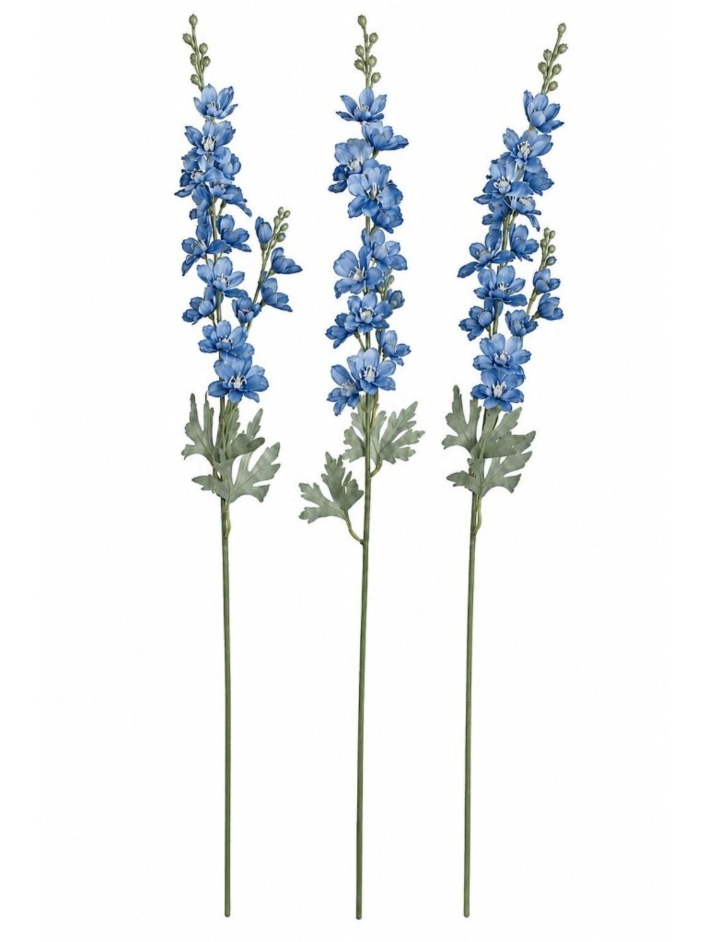 Blue Artificial Flower Stems Set of 3, 33 Inch Dusty Cobalt Silk Spike Flowers,